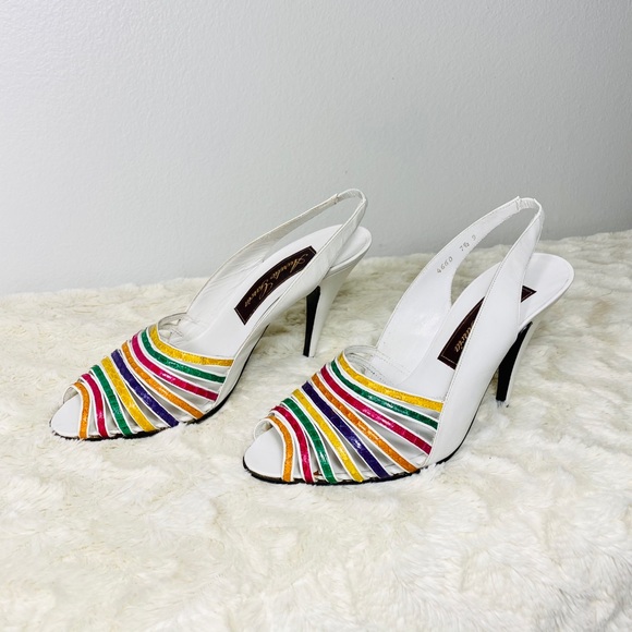Aurelio Garcia Leather Multicolor Slingback Heels - Picture 10 of 15